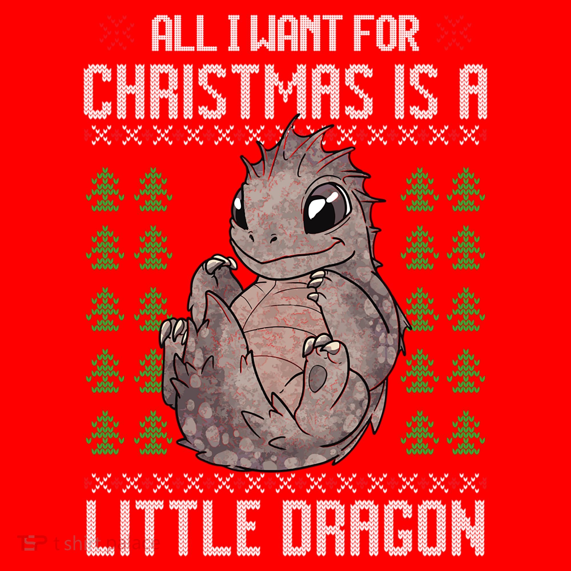 All I Want For Christmas Is A Dragon Ugly Xmas Sweater Gift Santa Hat