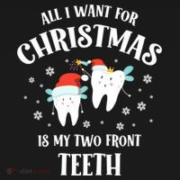 All I Want For Christmas Is My Two Front Teeth Funny Dentist Gift USA-Made Doggie Bandana thumb 2