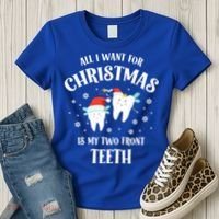 All I Want For Christmas Is My Two Front Teeth Funny Dentist Gift Women's T-Shirt thumb 3