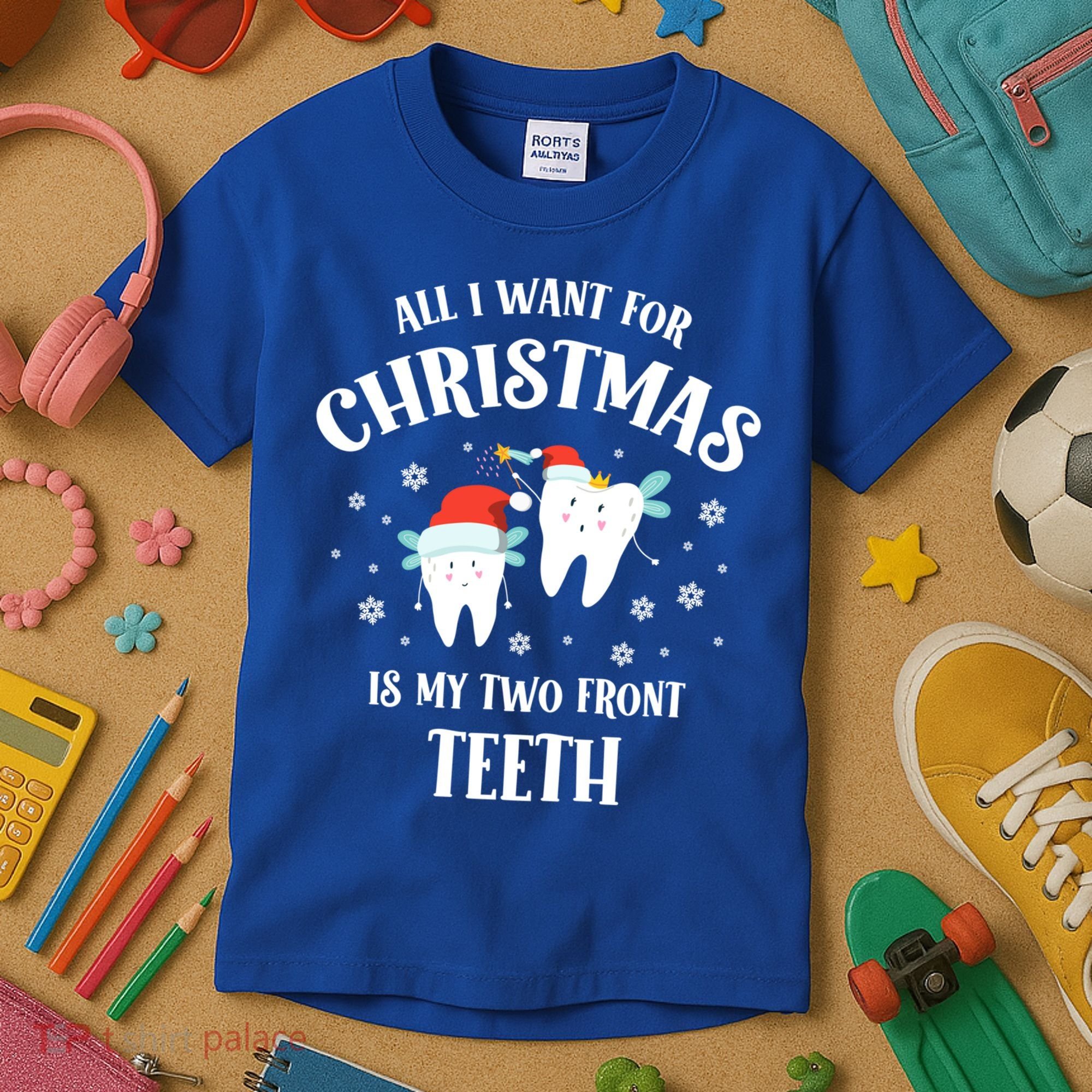 All I Want For Christmas Is My Two Front Teeth Funny Dentist Gift Kids T-Shirt