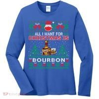 All I Want For Christmas Is Bourbon Funny Ugly Sweater Gift Great Gift Women's Long Sleeve Shirt thumb 0