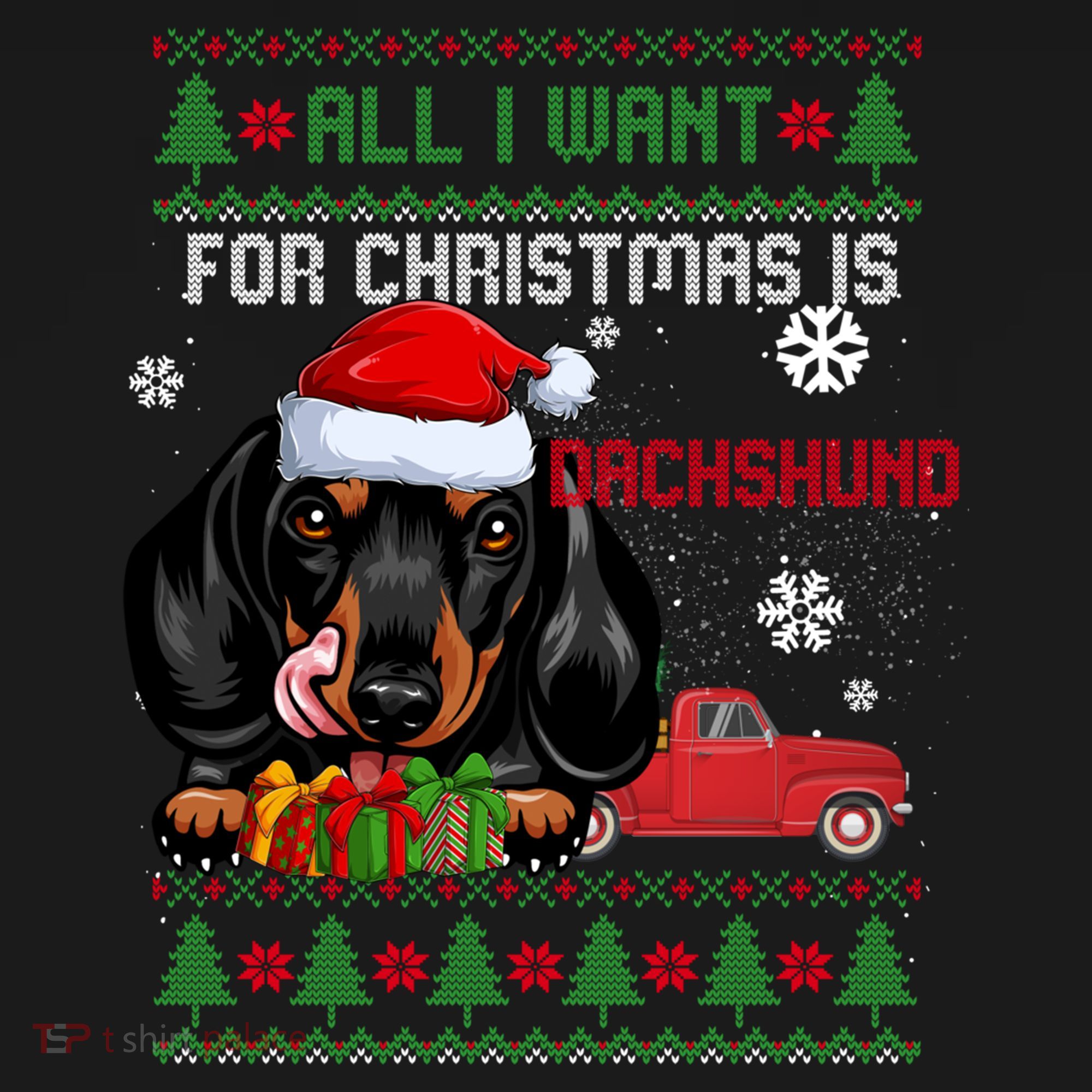 All I Want For Christmas Is Dachshund Ugly Christmas Sweater Funny Gift Women's Hoodie