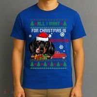 All I Want For Christmas Is Dachshund Ugly Christmas Sweater Funny Gift T-Shirt thumb 3