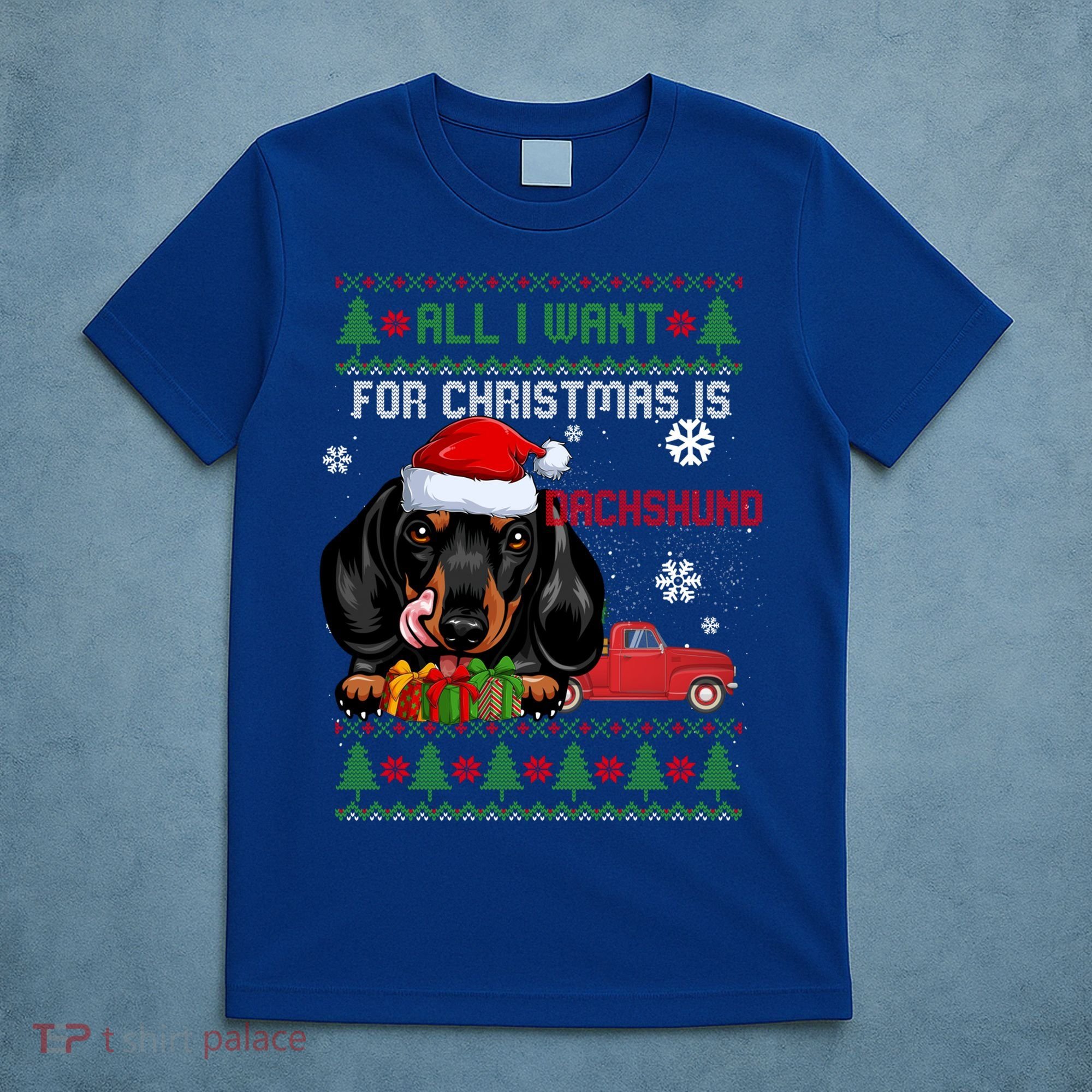 All I Want For Christmas Is Dachshund Ugly Christmas Sweater Funny Gift T-Shirt