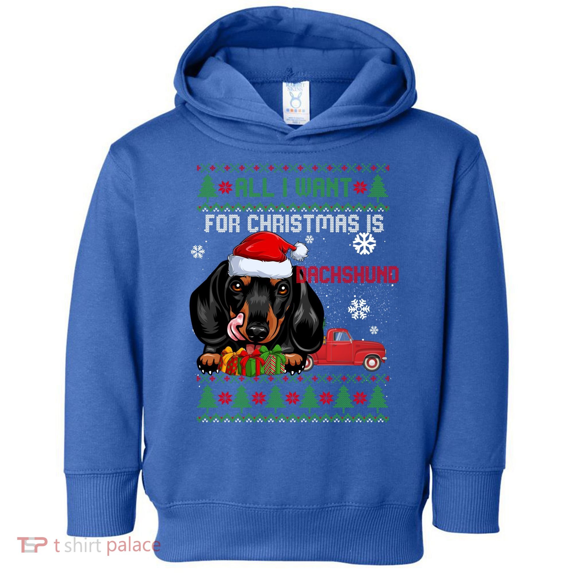 All I Want For Christmas Is Dachshund Ugly Christmas Sweater Funny Gift Toddler Hoodie