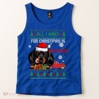 All I Want For Christmas Is Dachshund Ugly Christmas Sweater Funny Gift Tank Top thumb 2