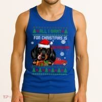 All I Want For Christmas Is Dachshund Ugly Christmas Sweater Funny Gift Tank Top thumb 3