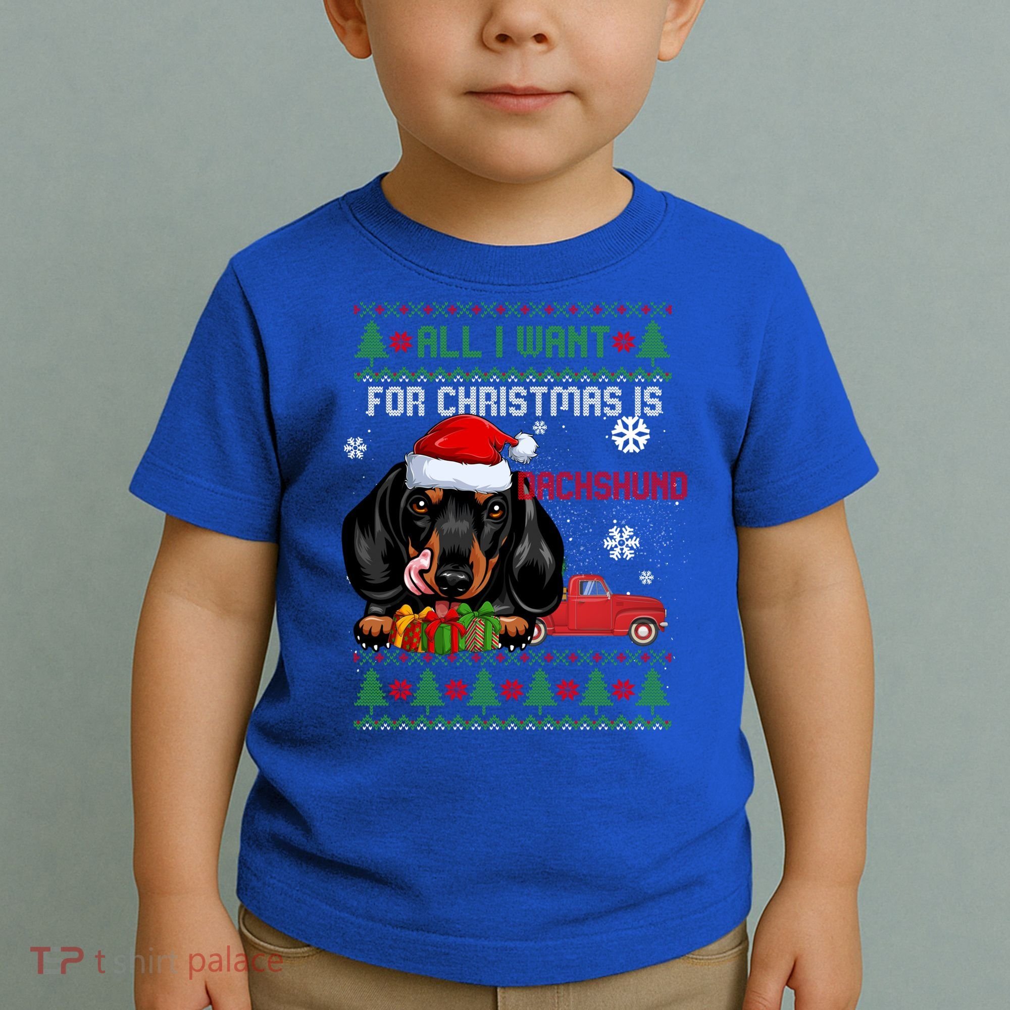 All I Want For Christmas Is Dachshund Ugly Christmas Sweater Funny Gift Toddler T-Shirt