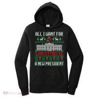 All I Want For Christmas Is A New President Ugly Sweater Women's Hoodie thumb 0