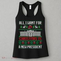 All I Want For Christmas Is A New President Ugly Sweater Women's Tank Top thumb 3