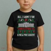 All I Want For Christmas Is A New President Ugly Sweater Toddler T-Shirt thumb 2