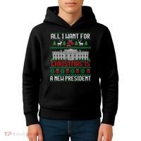All I Want For Christmas Is A New President Ugly Sweater Kids Hoodie thumb 4