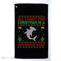 All I Want For Christmas Is A Hammerhead Shark Ugly Xmas Gift Golf Towel thumb 0