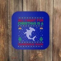All I Want For Christmas Is A Hammerhead Shark Ugly Xmas Gift Coaster thumb 0