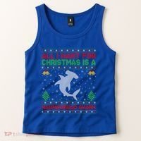 All I Want For Christmas Is A Hammerhead Shark Ugly Xmas Gift Tank Top thumb 2