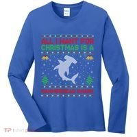 All I Want For Christmas Is A Hammerhead Shark Ugly Xmas Gift Women's Long Sleeve Shirt thumb 0