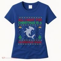All I Want For Christmas Is A Hammerhead Shark Ugly Xmas Gift Women's T-Shirt thumb 0