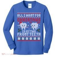 All I Want For Christmas Is My Two Front Teeth Ugly Sweater Cute Gift Kids Long Sleeve Shirt thumb 0
