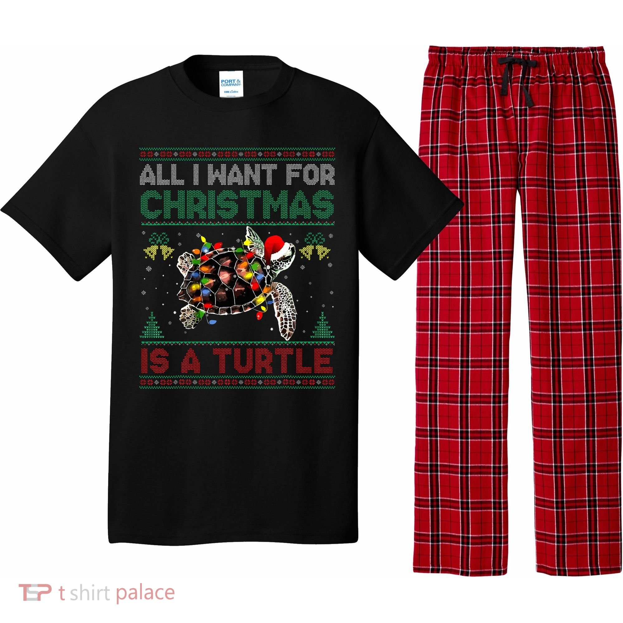 All I Want For Christmas Is A Sea Turtle Funny Ugly Sweater  Pajama Set