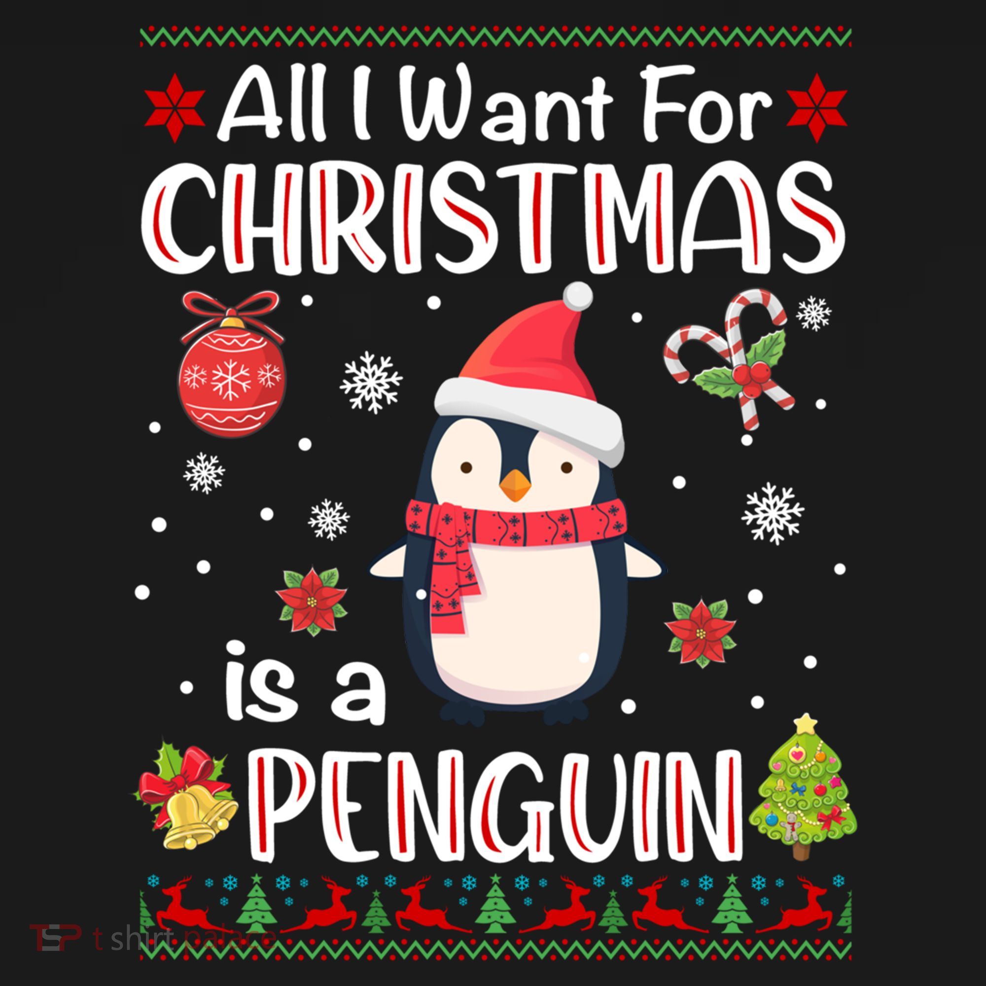 All I Want For Christmas Is A Penguin Funny Xmas Holiday Gift Women's Hoodie
