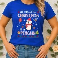 All I Want For Christmas Is A Penguin Funny Xmas Holiday Gift Women's T-Shirt thumb 2