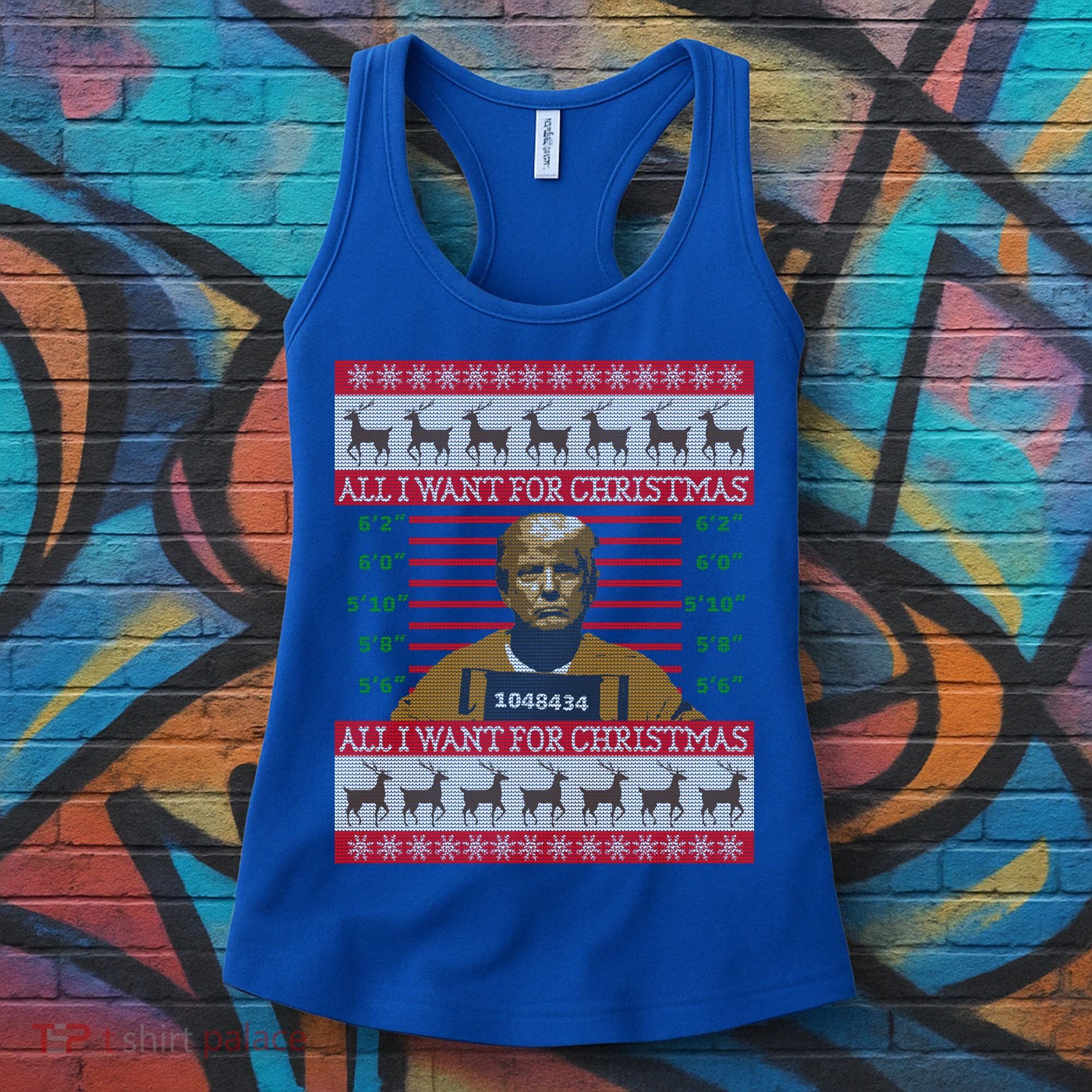 All I Want For Christmas Is Trump In Prison Ugly Christmas Gift Women's Tank Top