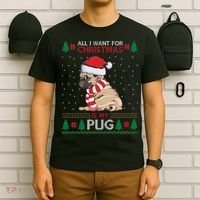 All I Want For Christmas Is My Pug Ugly Christmas T-Shirt thumb 6