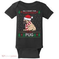 All I Want For Christmas Is My Pug Ugly Christmas Baby Bodysuit thumb 0