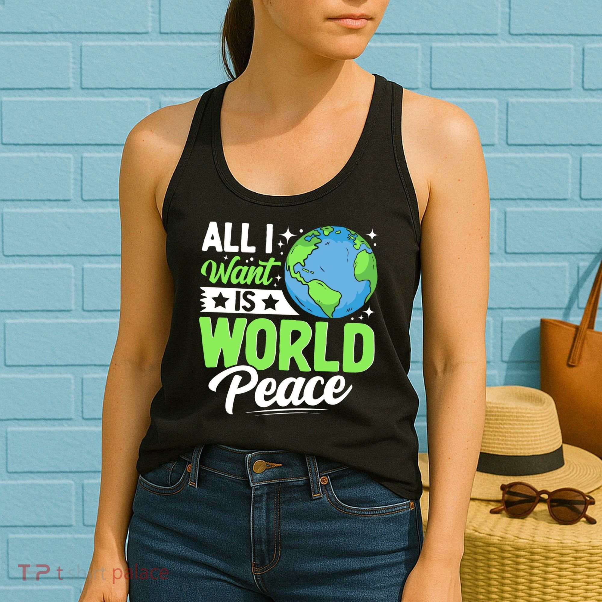 All I Want Is World Peace Graphic Women's Tank Top