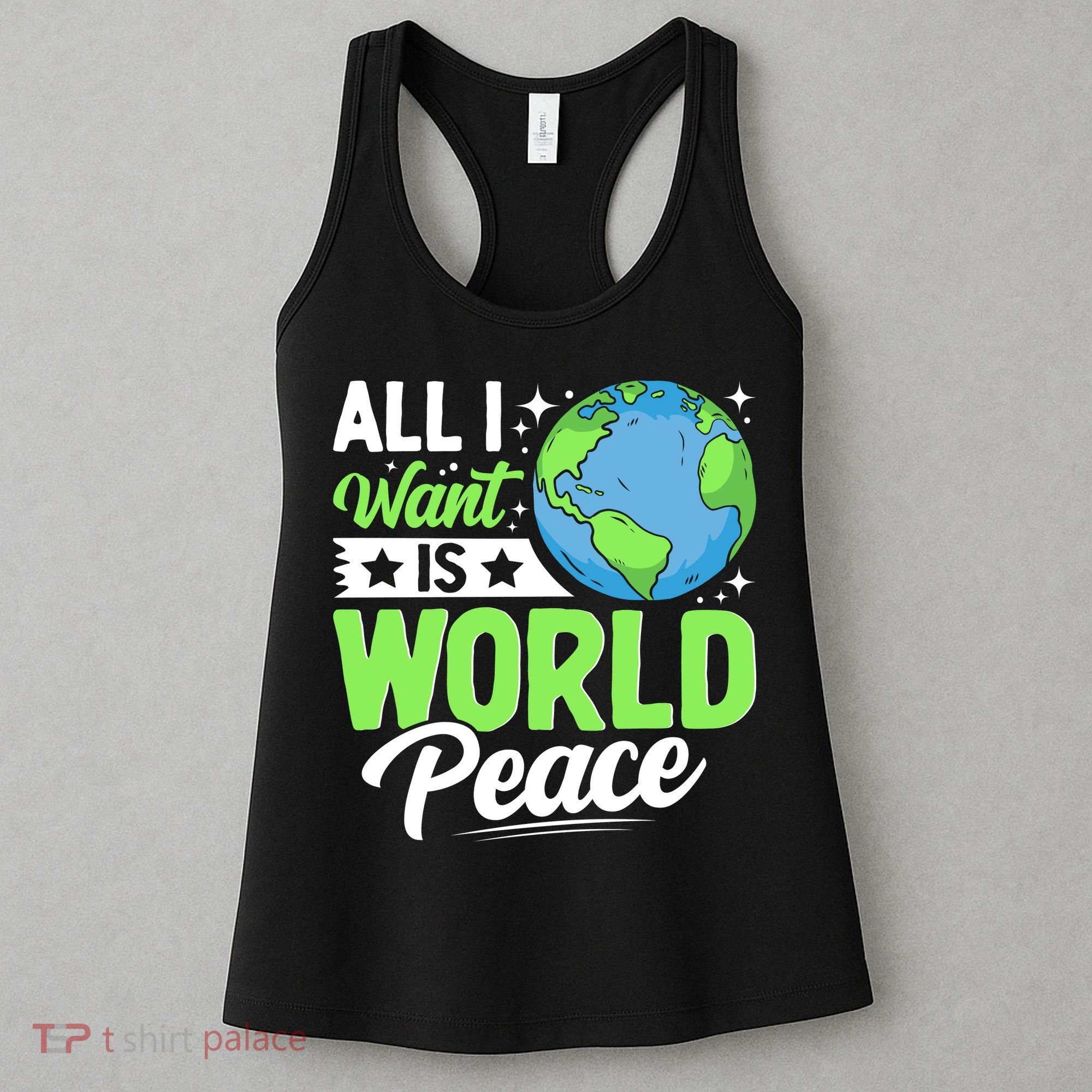 All I Want Is World Peace Graphic Women's Tank Top