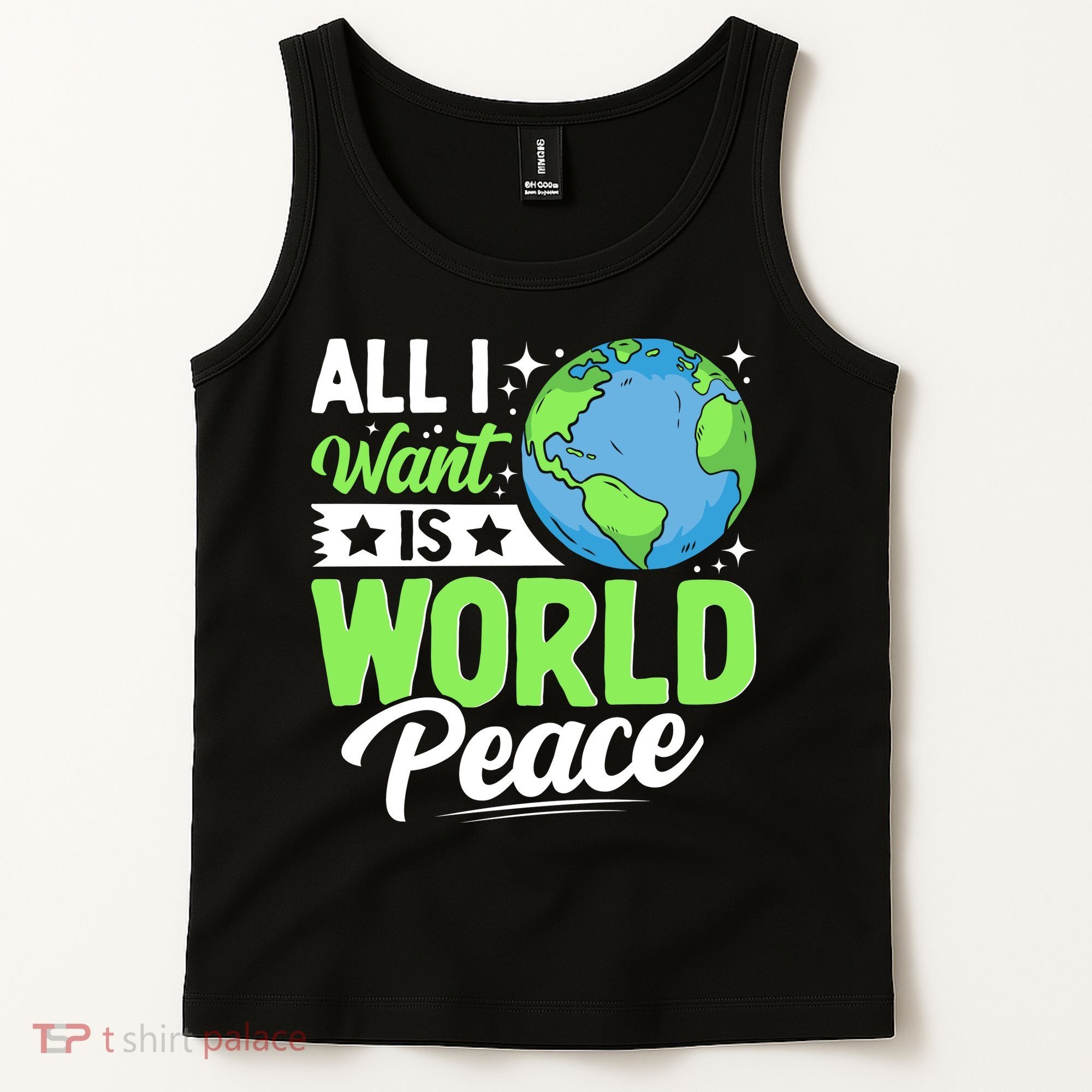 All I Want Is World Peace Graphic Tank Top