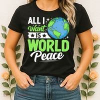 All I Want Is World Peace Graphic Women's T-Shirt thumb 2