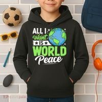 All I Want Is World Peace Graphic Kids Hoodie thumb 2