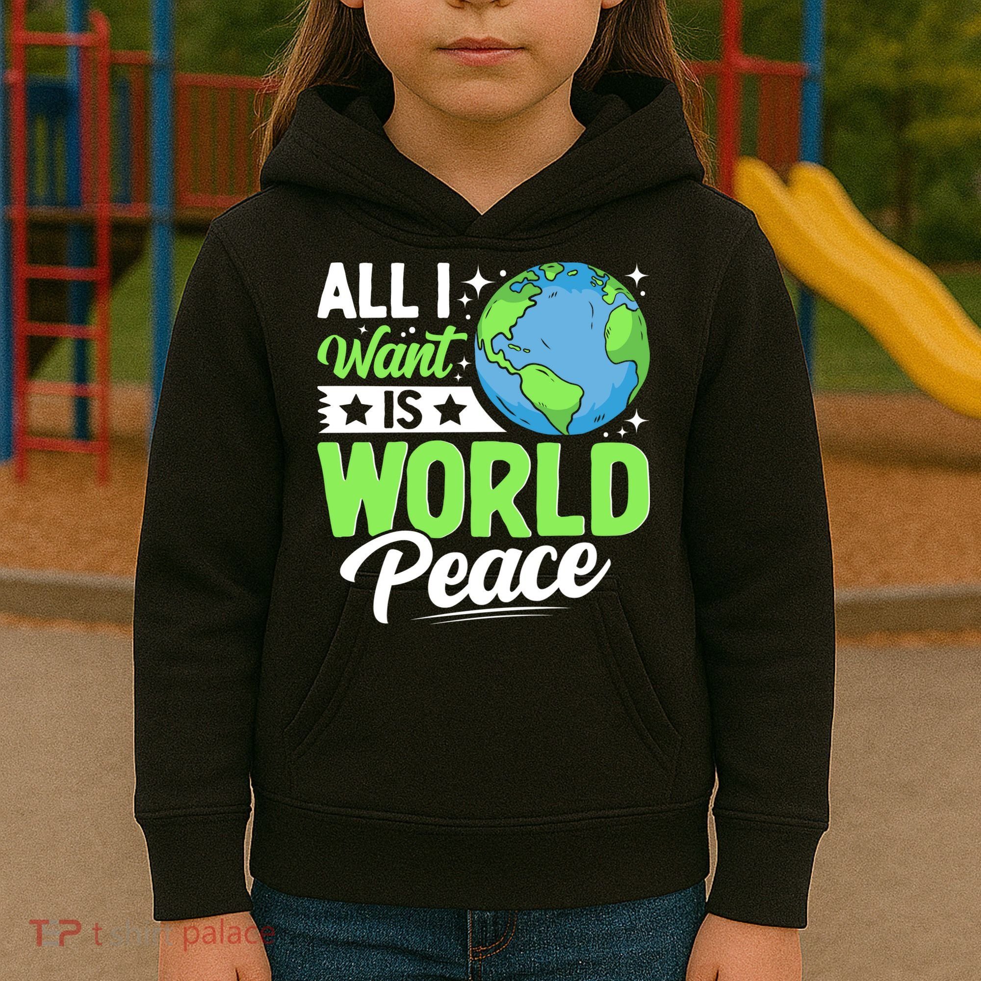 All I Want Is World Peace Graphic Kids Hoodie