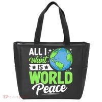 All I Want Is World Peace Graphic Tote Bag thumb 0