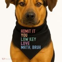 Admit It You Low Key Love Math Bruh USA-Made Doggie Bandana thumb 1