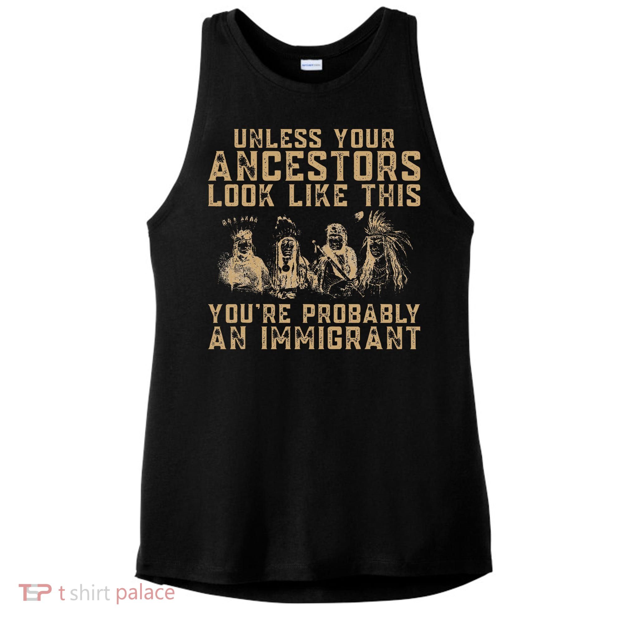 American Indian Youre Probably An Immigrant Ladies PosiCharge Tri-Blend Wicking Tank