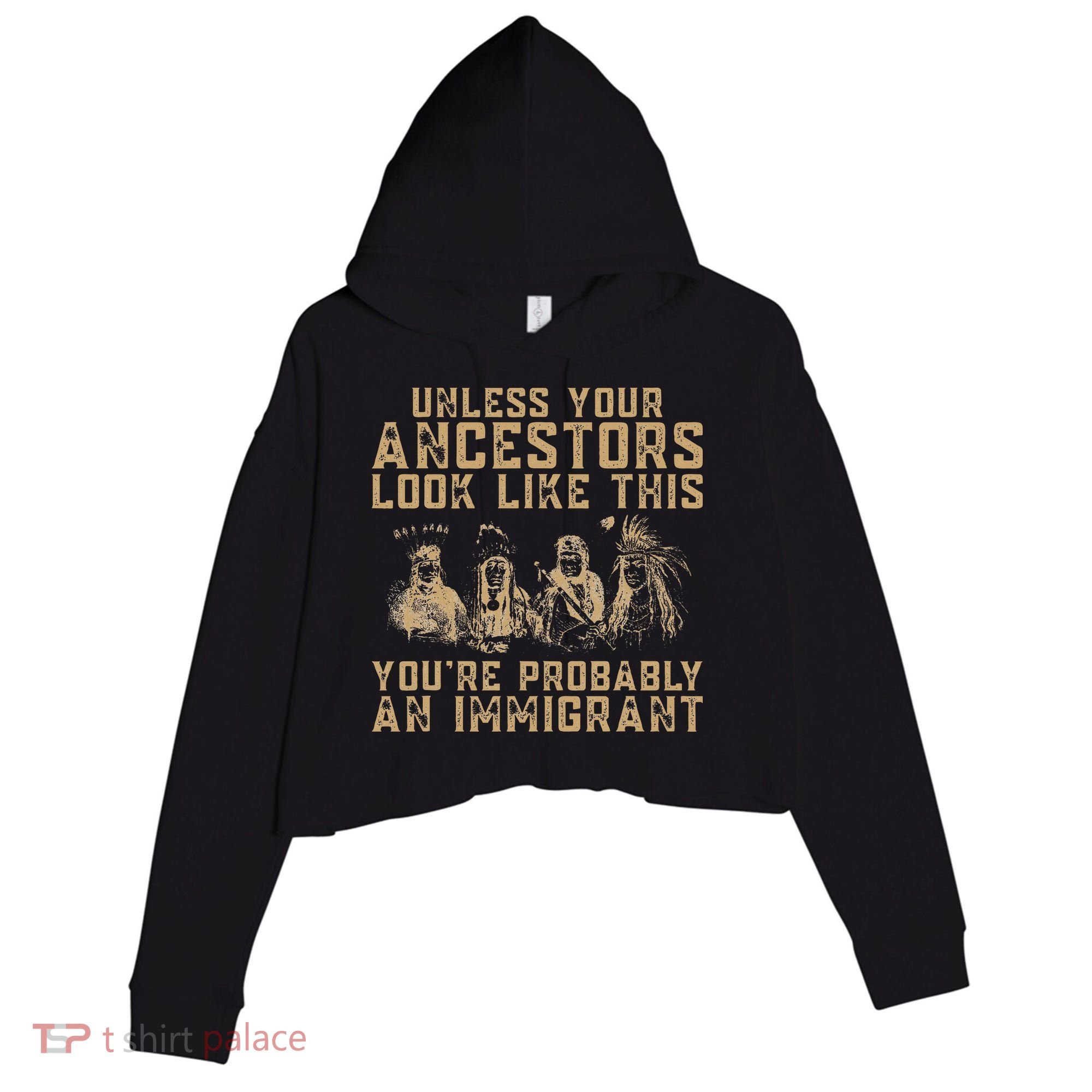 American Indian Youre Probably An Immigrant Crop Fleece Hoodie