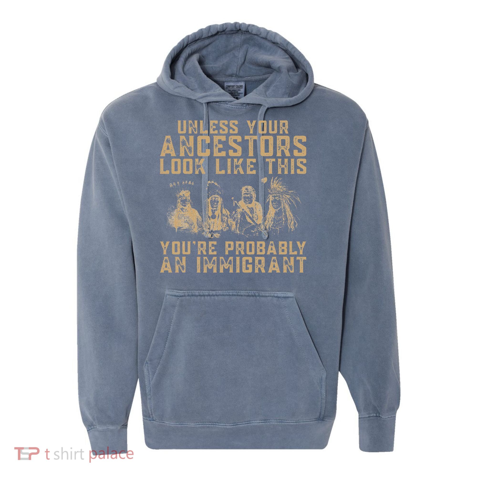 American Indian Youre Probably An Immigrant Comfort Colors Garment-Dyed Hooded Sweatshirt