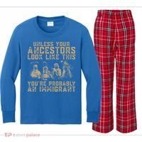 American Indian Youre Probably An Immigrant Kids Long Sleeve Plaid Pajama Set thumb 0