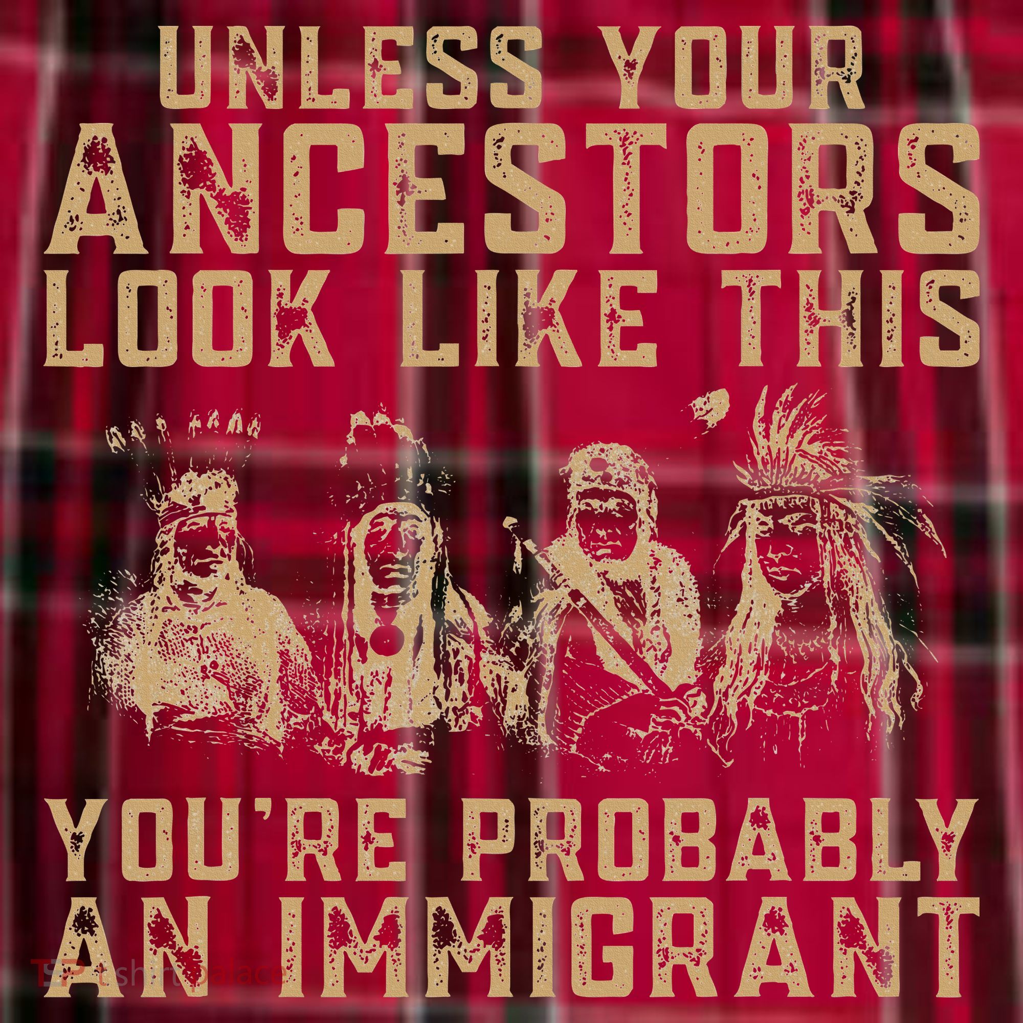 American Indian Youre Probably An Immigrant Men's Flannel Plaid Pajama Pants