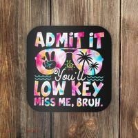 Admit It Youll Low Key Miss Me Bruh Tie Dye Beach Teacher Coaster thumb 0