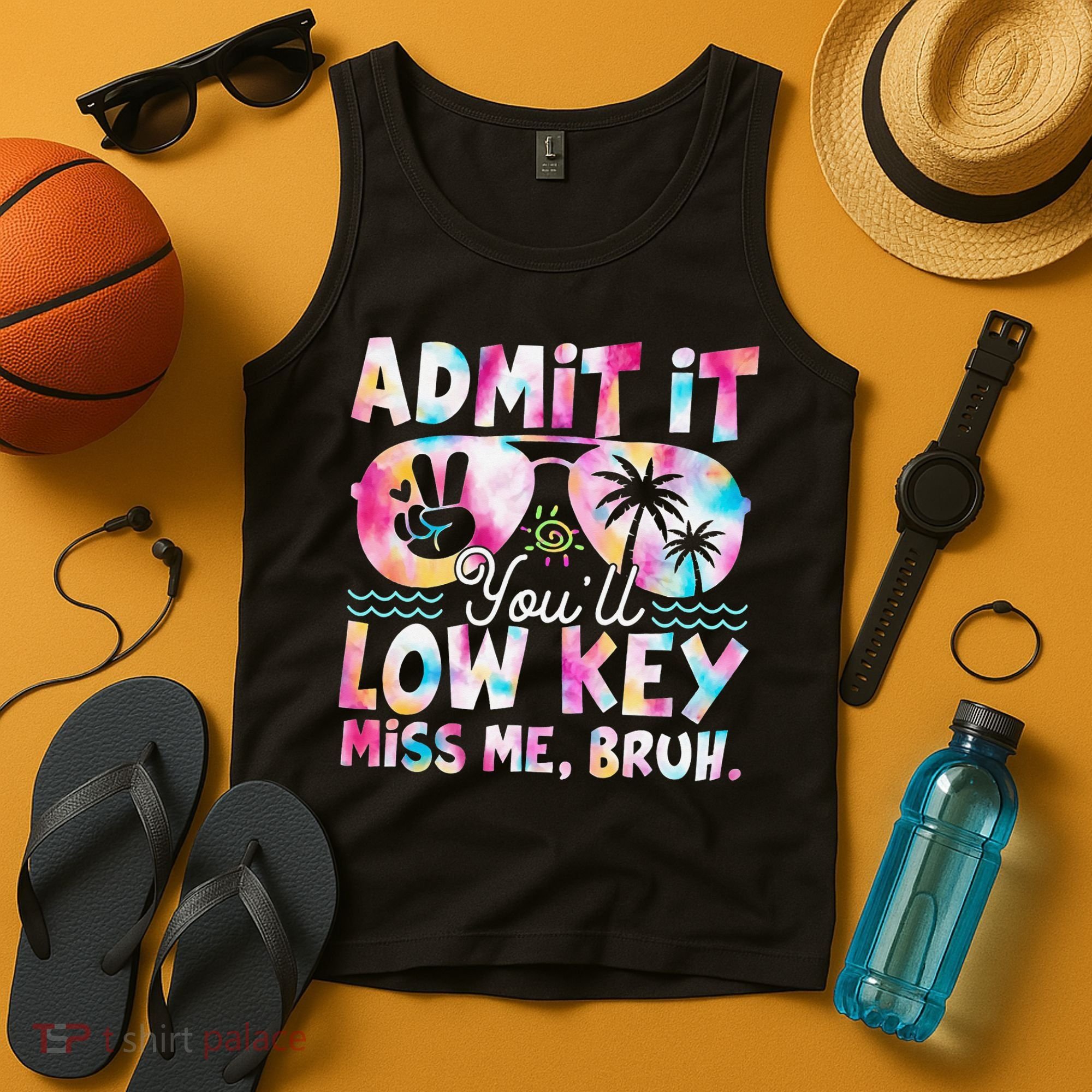 Admit It Youll Low Key Miss Me Bruh Tie Dye Beach Teacher Tank Top