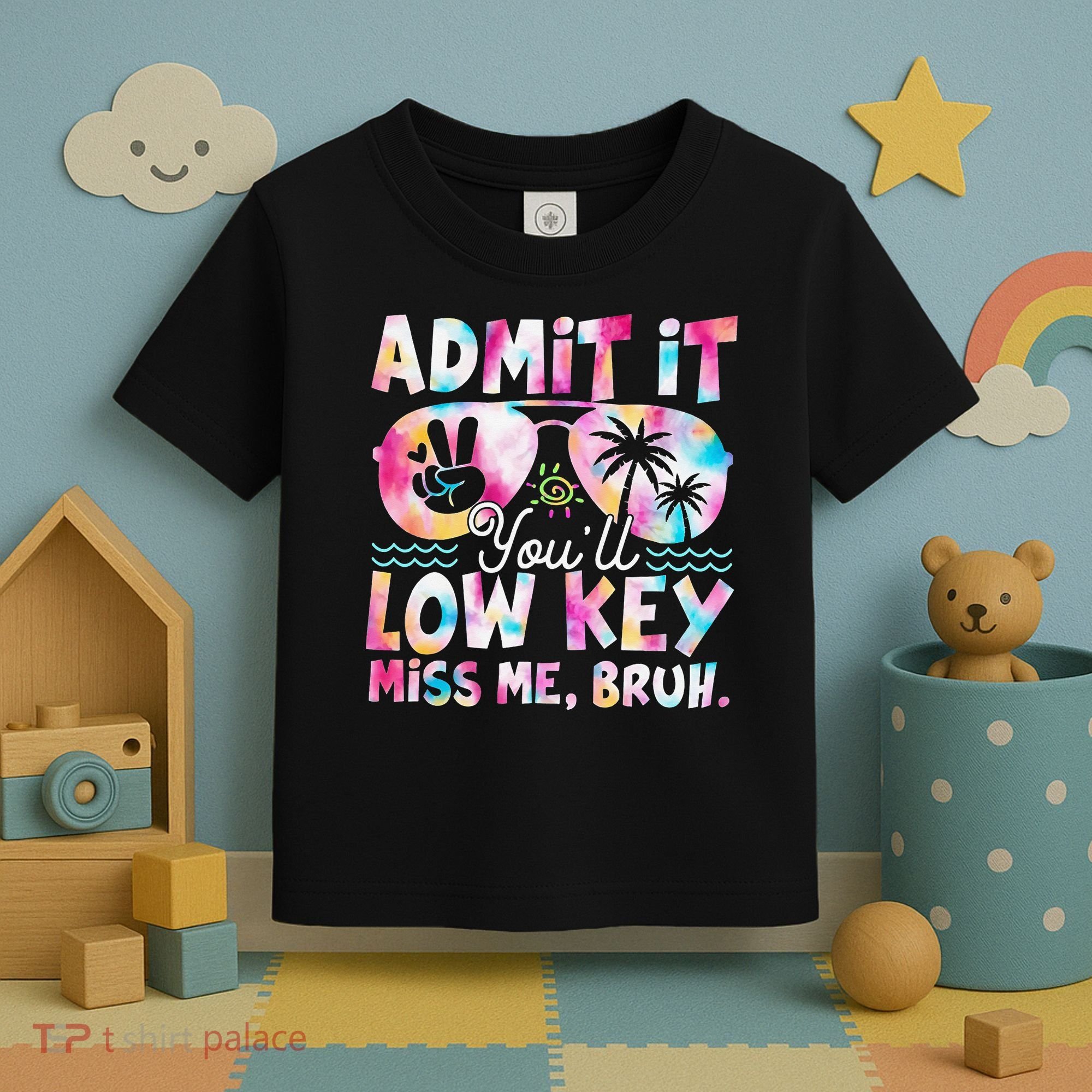 Admit It Youll Low Key Miss Me Bruh Tie Dye Beach Teacher Toddler T-Shirt