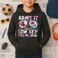 Admit It Youll Low Key Miss Me Bruh Tie Dye Beach Teacher Kids Hoodie thumb 2