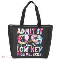 Admit It Youll Low Key Miss Me Bruh Tie Dye Beach Teacher Tote Bag thumb 0