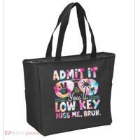Admit It Youll Low Key Miss Me Bruh Tie Dye Beach Teacher Tote Bag thumb 2