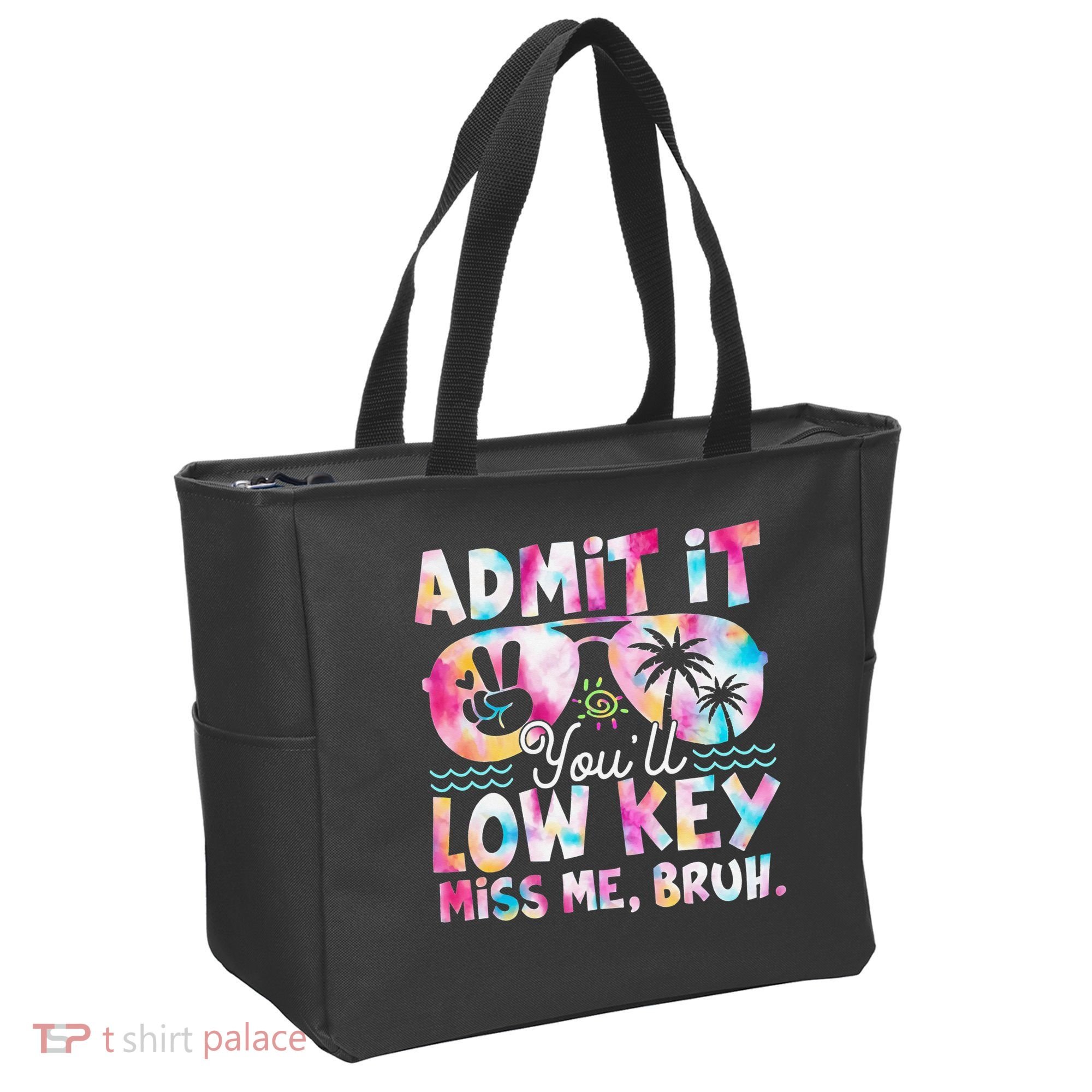 Admit It Youll Low Key Miss Me Bruh Tie Dye Beach Teacher Tote Bag