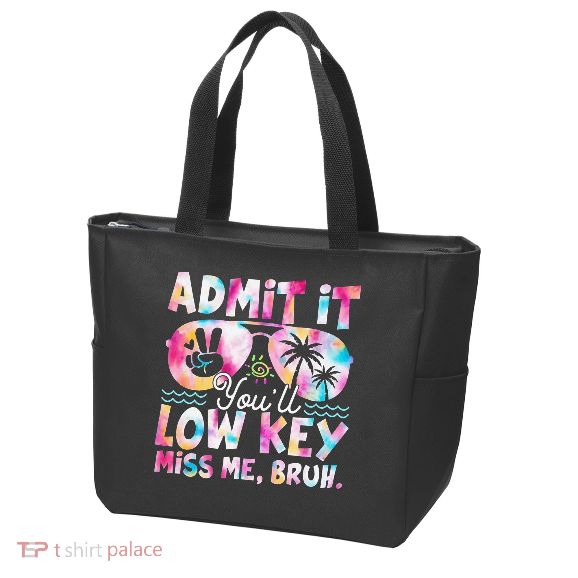 Admit It Youll Low Key Miss Me Bruh Tie Dye Beach Teacher Tote Bag