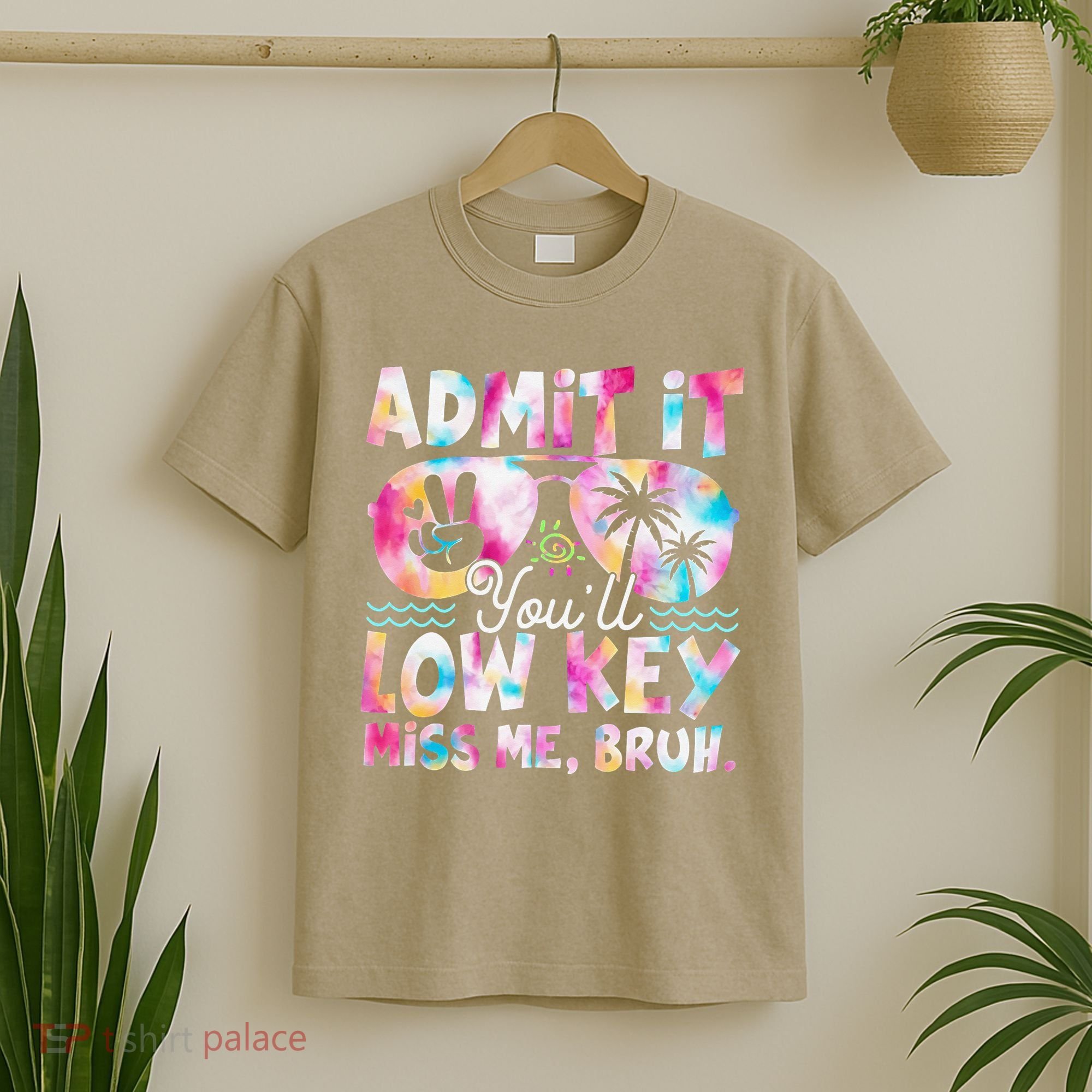 Admit It Youll Low Key Miss Me Bruh Tie Dye Beach Teacher T-Shirt